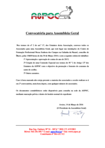 Convocatória Assembleia Geral | Aspoc
